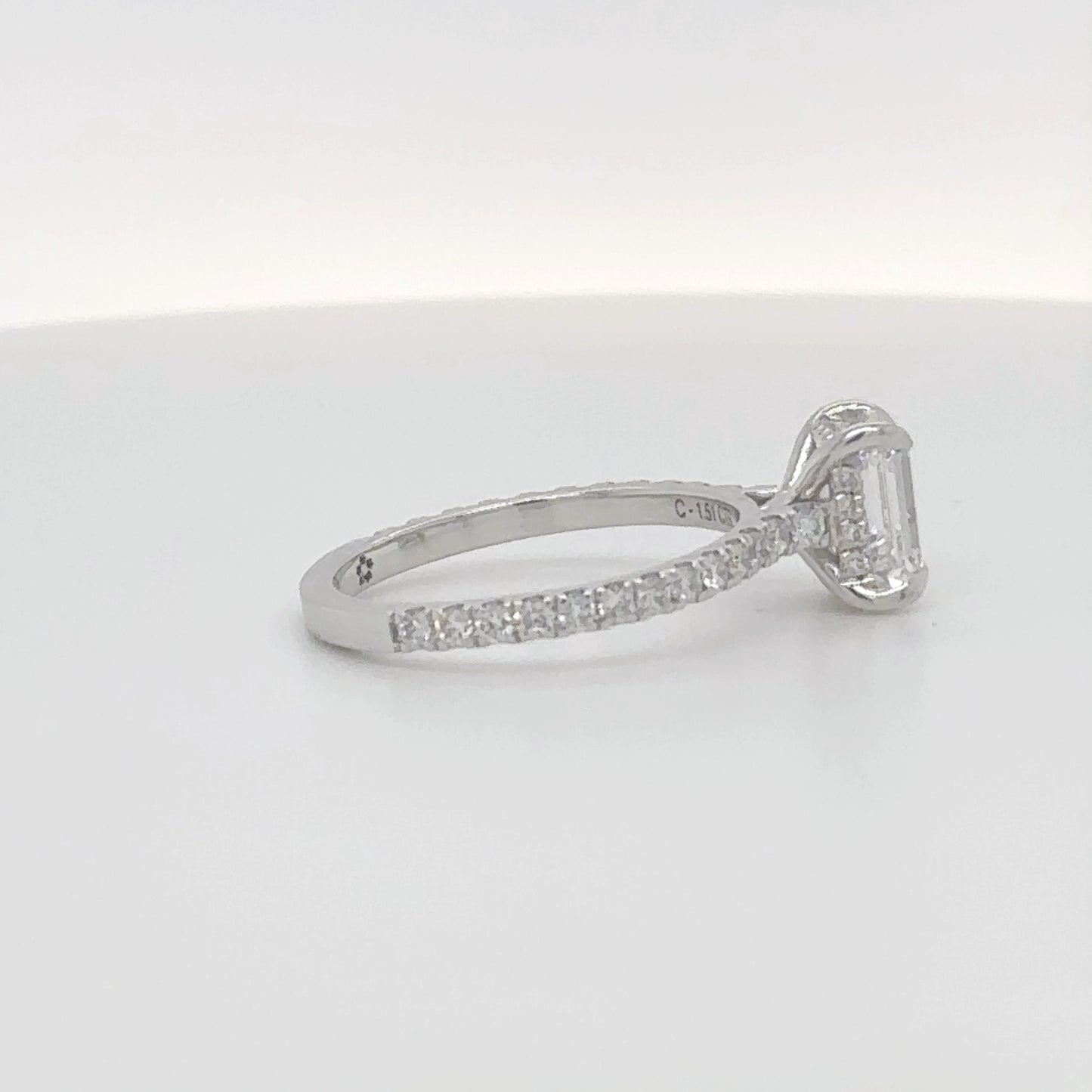 1.51 Carat Emerald Cut E/VVS2 GIA-Certified Diamond Ring matching set